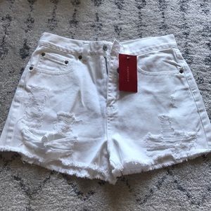 NWT white high waisted distressed shorts